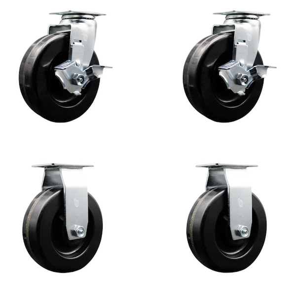 Tool Box Caster Wheel Set 6'' Phenolic Swivel Casters, 4PK